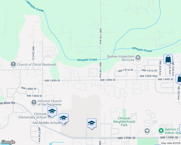 map of restaurants, bars, coffee shops, grocery stores, and more near 15009 Northwest 13th Avenue in Vancouver