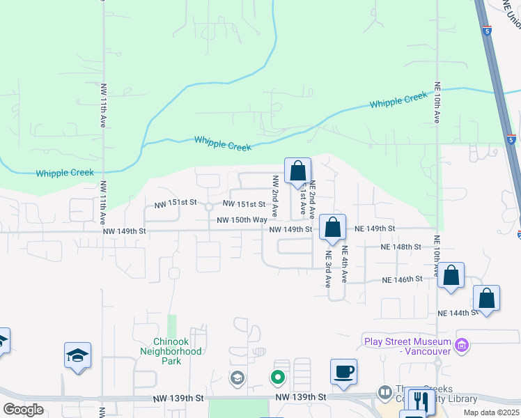 map of restaurants, bars, coffee shops, grocery stores, and more near 301 Northwest 151st Street in Vancouver