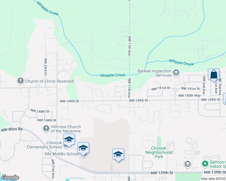 map of restaurants, bars, coffee shops, grocery stores, and more near 15012 Northwest 13th Avenue in Vancouver