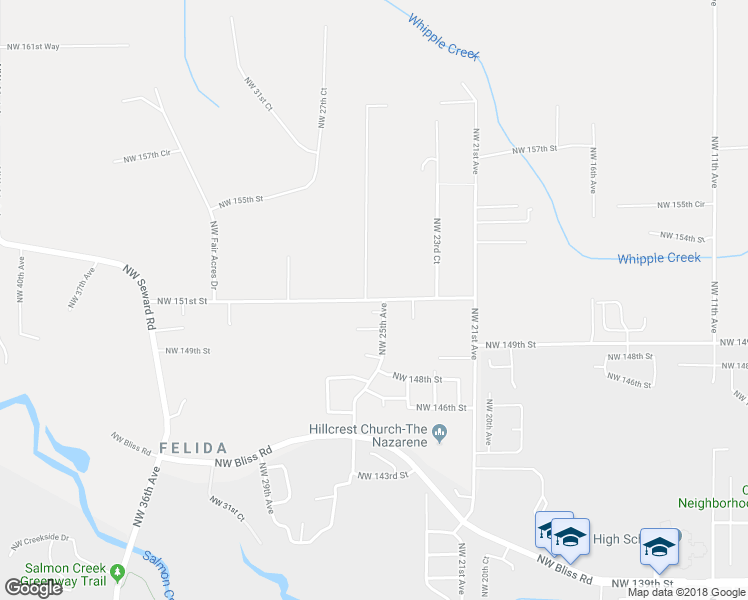 map of restaurants, bars, coffee shops, grocery stores, and more near Northwest 151st Street in Vancouver