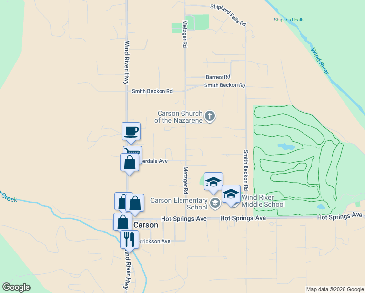 map of restaurants, bars, coffee shops, grocery stores, and more near 21 Junes Road in Carson