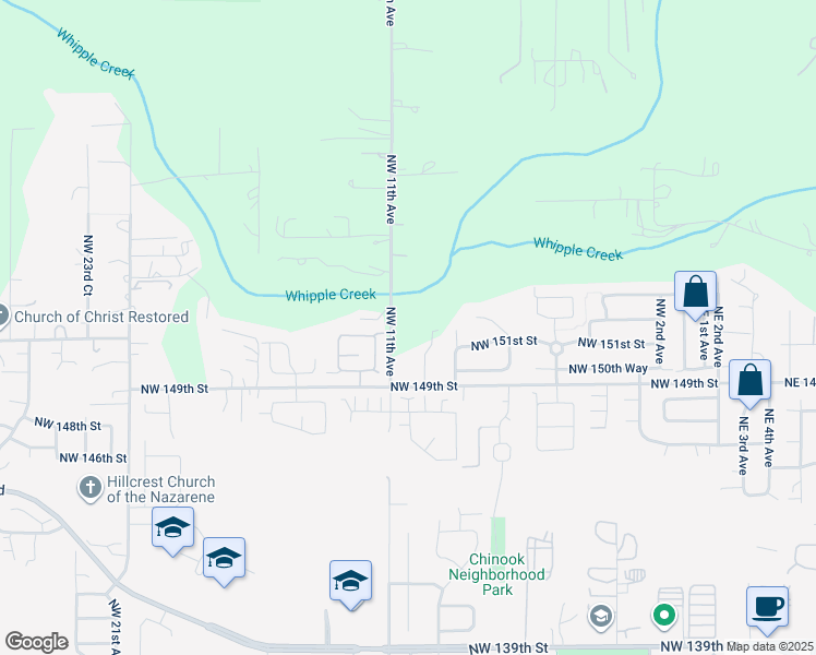 map of restaurants, bars, coffee shops, grocery stores, and more near 1014 Northwest 149th Street in Vancouver