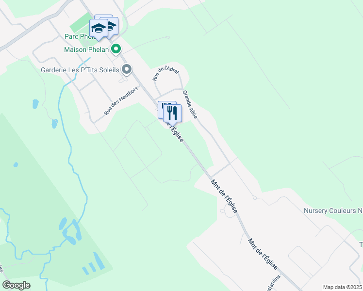 map of restaurants, bars, coffee shops, grocery stores, and more near 253 Montée de l'Église in Saint-Colomban