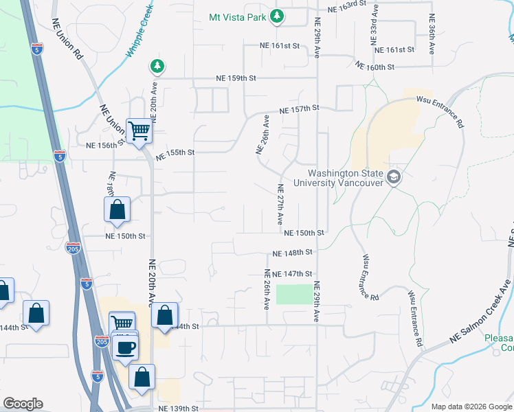map of restaurants, bars, coffee shops, grocery stores, and more near 15110 Northeast 26th Court in Vancouver