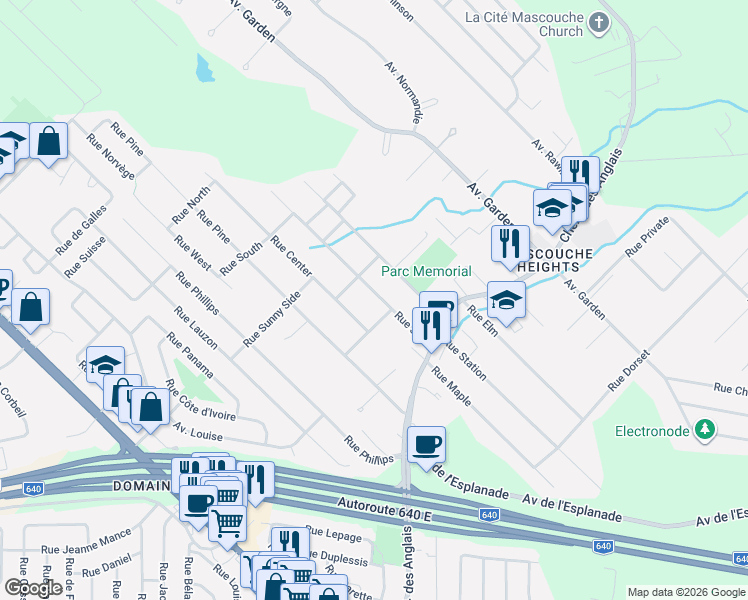 map of restaurants, bars, coffee shops, grocery stores, and more near 1592 Rue Joy in Mascouche