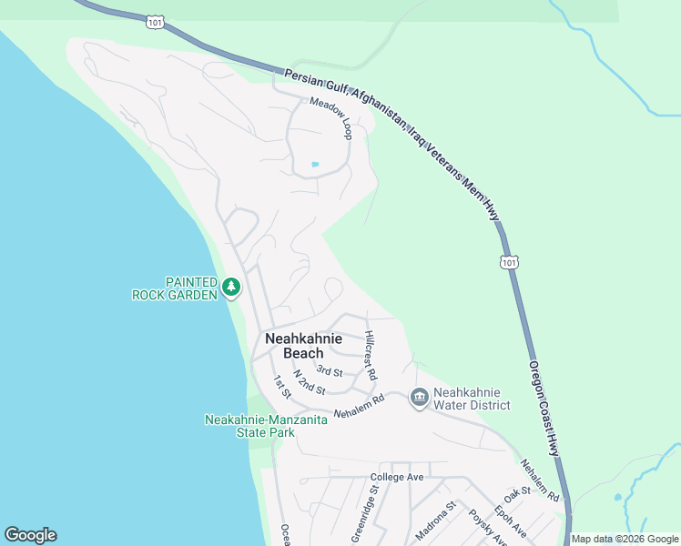 map of restaurants, bars, coffee shops, grocery stores, and more near 8520 Treasure Rocks Road in Nehalem