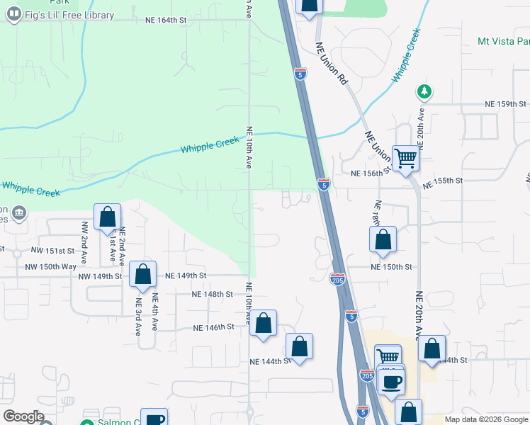 map of restaurants, bars, coffee shops, grocery stores, and more near 15301 Northeast 10th Avenue in Vancouver