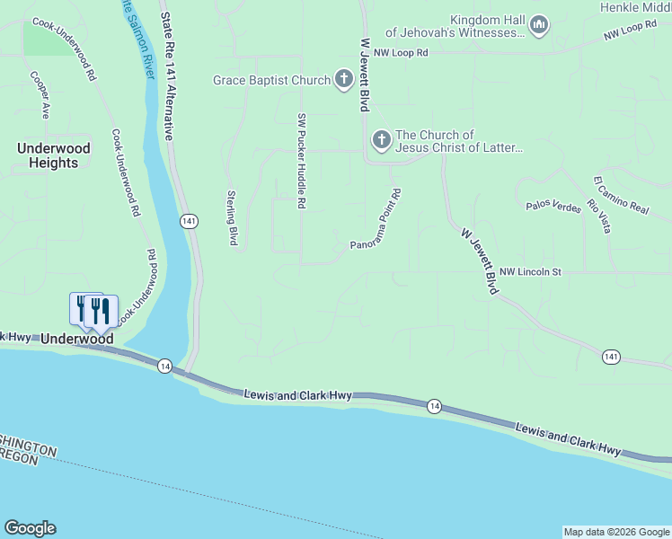 map of restaurants, bars, coffee shops, grocery stores, and more near 1170 Panorama Point Road in White Salmon