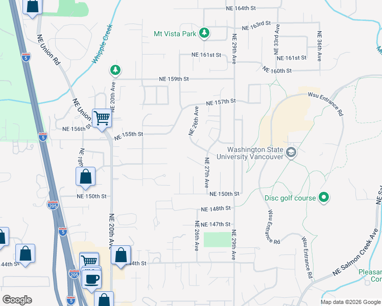 map of restaurants, bars, coffee shops, grocery stores, and more near 2512 Northeast 152nd Circle in Vancouver