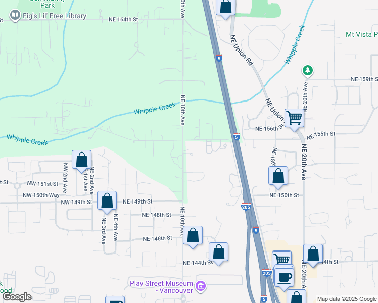 map of restaurants, bars, coffee shops, grocery stores, and more near 15301 Northeast 10th Avenue in Vancouver