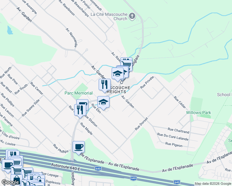 map of restaurants, bars, coffee shops, grocery stores, and more near 358 Chemin des Anglais in Mascouche