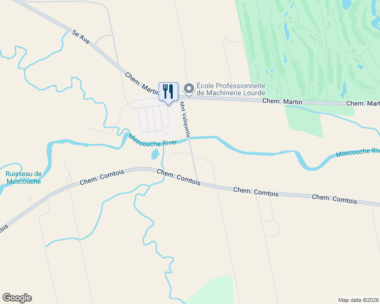 map of restaurants, bars, coffee shops, grocery stores, and more near 1855 Chemin Comtois in Terrebonne