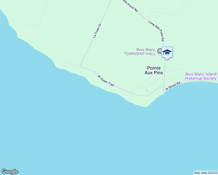 map of restaurants, bars, coffee shops, grocery stores, and more near 1424 West Pines Trail in Pointe Aux Pins