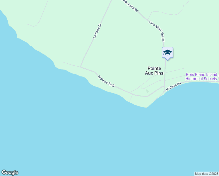 map of restaurants, bars, coffee shops, grocery stores, and more near 1424 West Pines Trail in Pointe Aux Pins