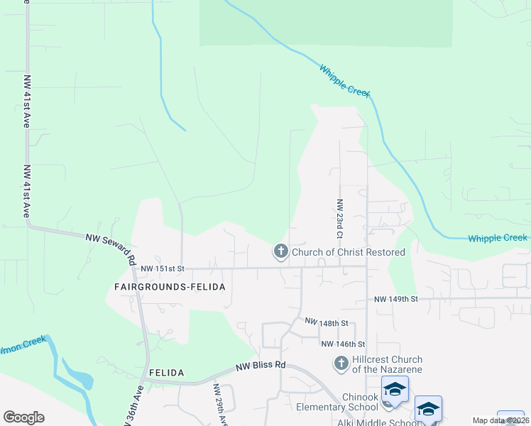 map of restaurants, bars, coffee shops, grocery stores, and more near 2714 NW 151st St in Vancouver