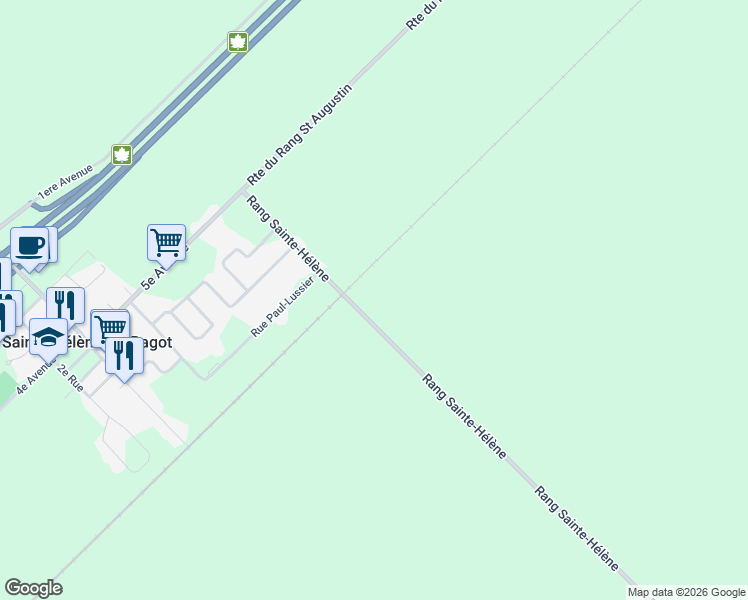 map of restaurants, bars, coffee shops, grocery stores, and more near 555 Rang Sainte-Hélène in Sainte-Hã©Lã¨Ne-De-Bagot