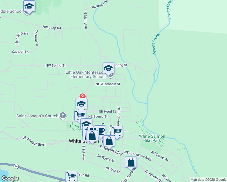 map of restaurants, bars, coffee shops, grocery stores, and more near 756 Northeast Fields Avenue in White Salmon