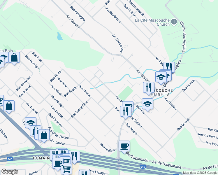 map of restaurants, bars, coffee shops, grocery stores, and more near 1555 Rue Poplar in Mascouche