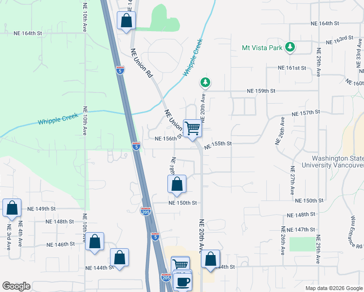 map of restaurants, bars, coffee shops, grocery stores, and more near 1808 Northeast 156th Street in Vancouver