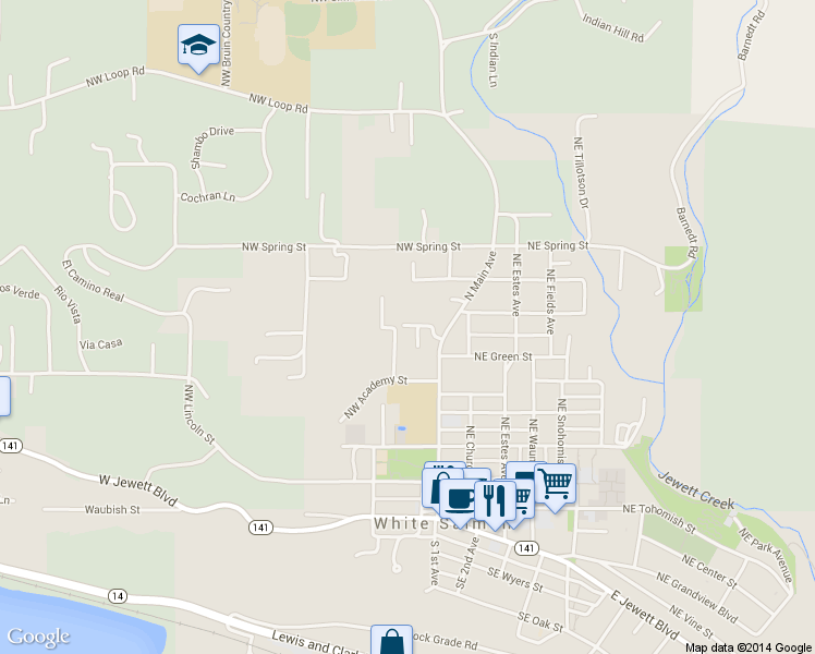 map of restaurants, bars, coffee shops, grocery stores, and more near 150 NW Manly St in White Salmon