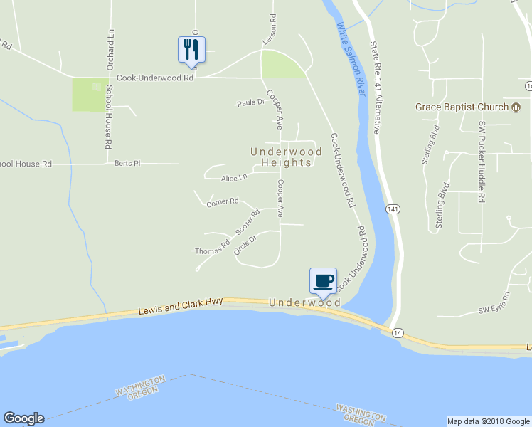 map of restaurants, bars, coffee shops, grocery stores, and more near 41 Sooter Road in Underwood