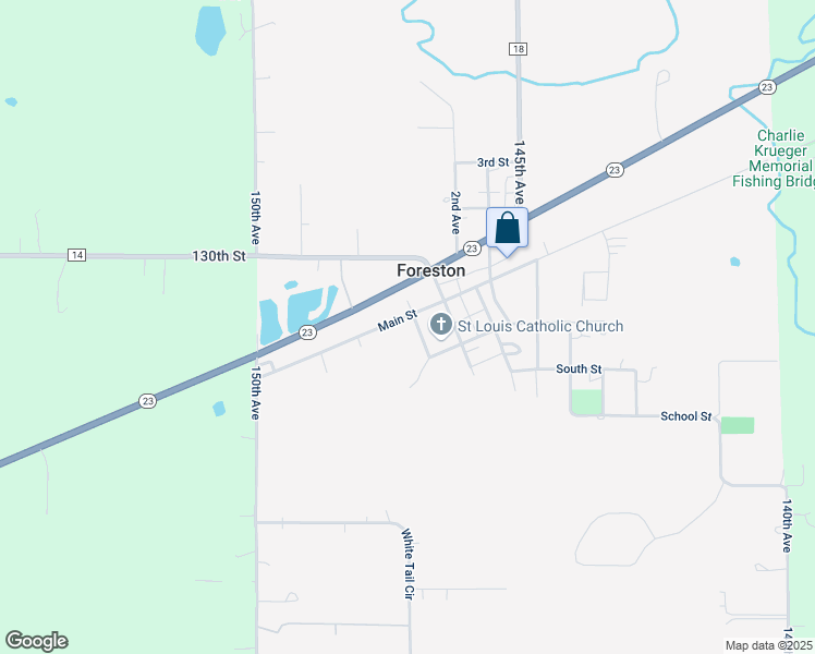 map of restaurants, bars, coffee shops, grocery stores, and more near 195 2nd Street in Foreston