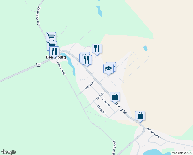 map of restaurants, bars, coffee shops, grocery stores, and more near 1782 Beachburg Road in Beachburg