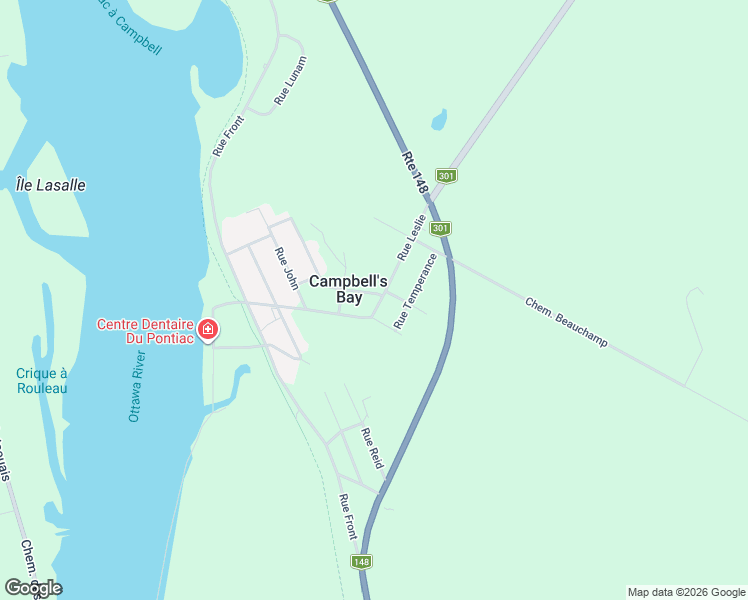 map of restaurants, bars, coffee shops, grocery stores, and more near 1 Rue Borden in Campbell's Bay