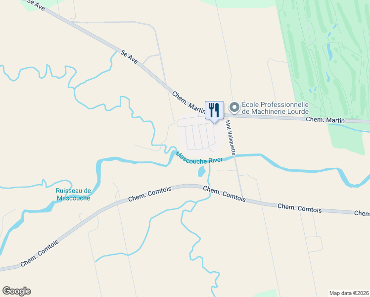 map of restaurants, bars, coffee shops, grocery stores, and more near 23 Rue du Baron in Terrebonne