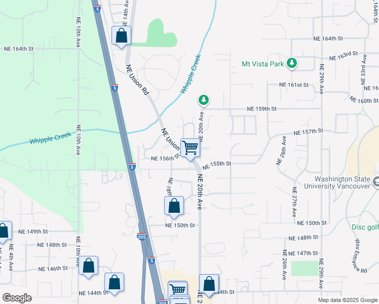 map of restaurants, bars, coffee shops, grocery stores, and more near 1901 Northeast 155th Circle in Vancouver