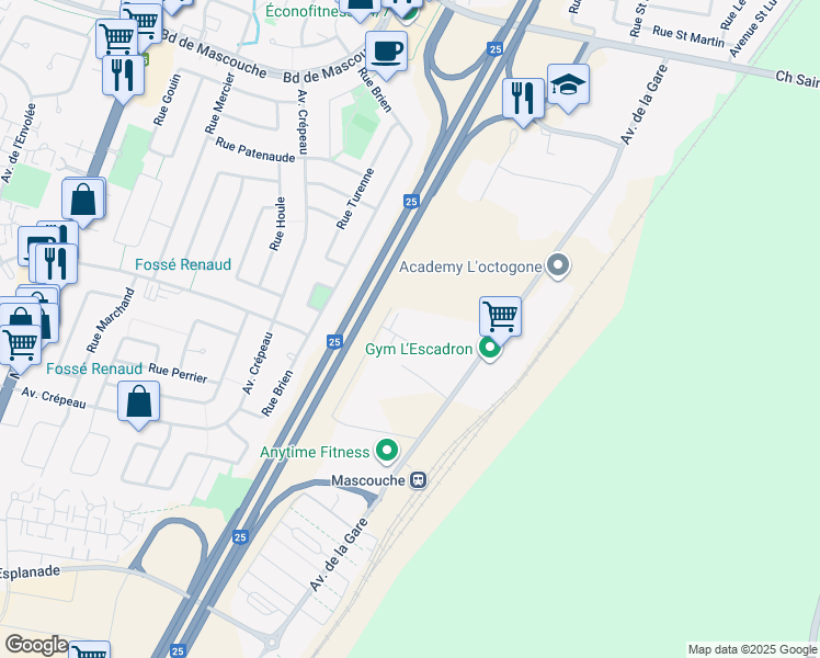 map of restaurants, bars, coffee shops, grocery stores, and more near 600 Rue Sicard in Mascouche