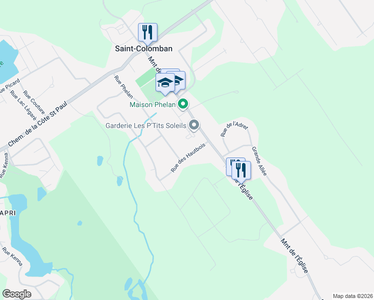 map of restaurants, bars, coffee shops, grocery stores, and more near 123 Rue des Hautbois in Saint-Colomban