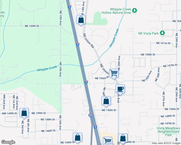 map of restaurants, bars, coffee shops, grocery stores, and more near 15618 Northeast 15th Court in Vancouver