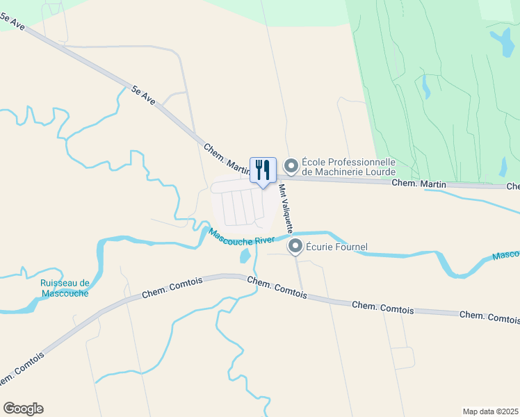 map of restaurants, bars, coffee shops, grocery stores, and more near 11 Rue de la Villa in Terrebonne