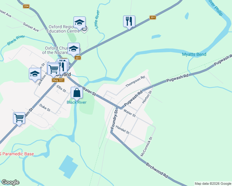 map of restaurants, bars, coffee shops, grocery stores, and more near 9 Thompson Road in Oxford