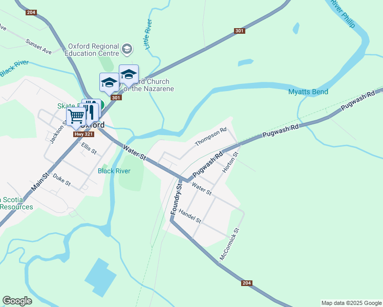 map of restaurants, bars, coffee shops, grocery stores, and more near 34 Thompson Road in Oxford
