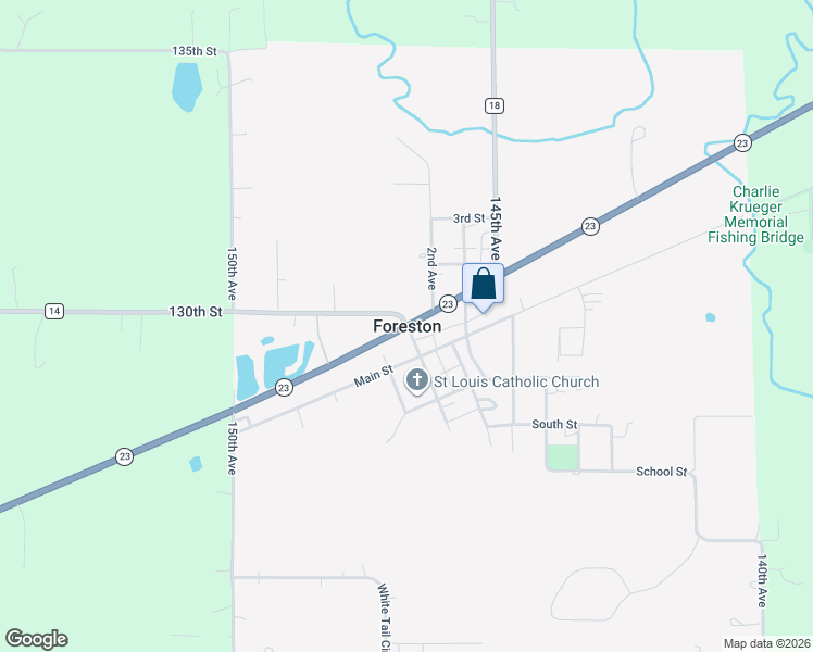 map of restaurants, bars, coffee shops, grocery stores, and more near in Foreston