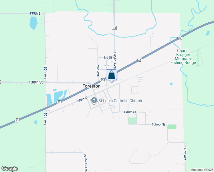map of restaurants, bars, coffee shops, grocery stores, and more near 150 Main Street in Foreston