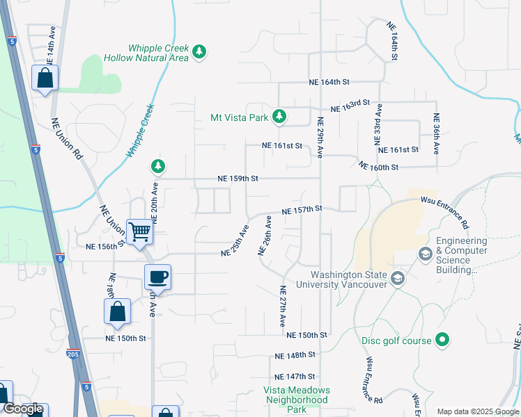 map of restaurants, bars, coffee shops, grocery stores, and more near 2516 Northeast 157th Street in Vancouver