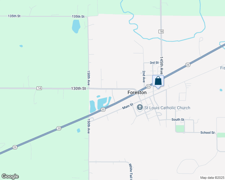 map of restaurants, bars, coffee shops, grocery stores, and more near 189 1st Street North in Foreston