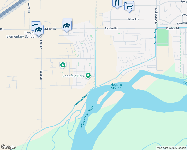 map of restaurants, bars, coffee shops, grocery stores, and more near 5846 Story Road in Billings