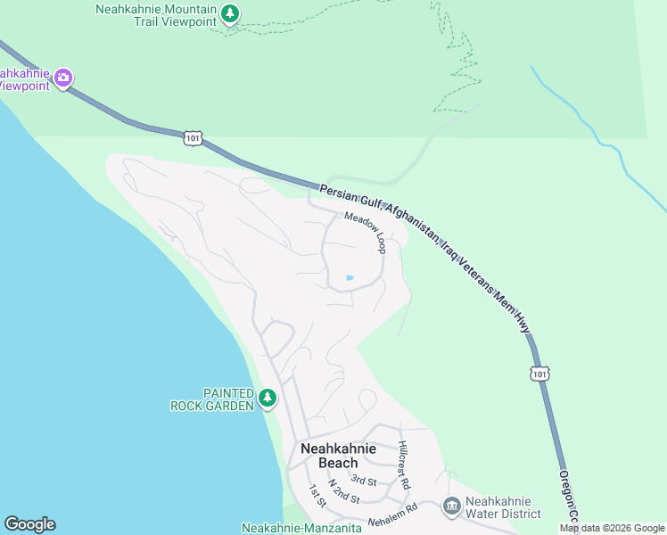 map of restaurants, bars, coffee shops, grocery stores, and more near Oregon Coast Highway in Nehalem