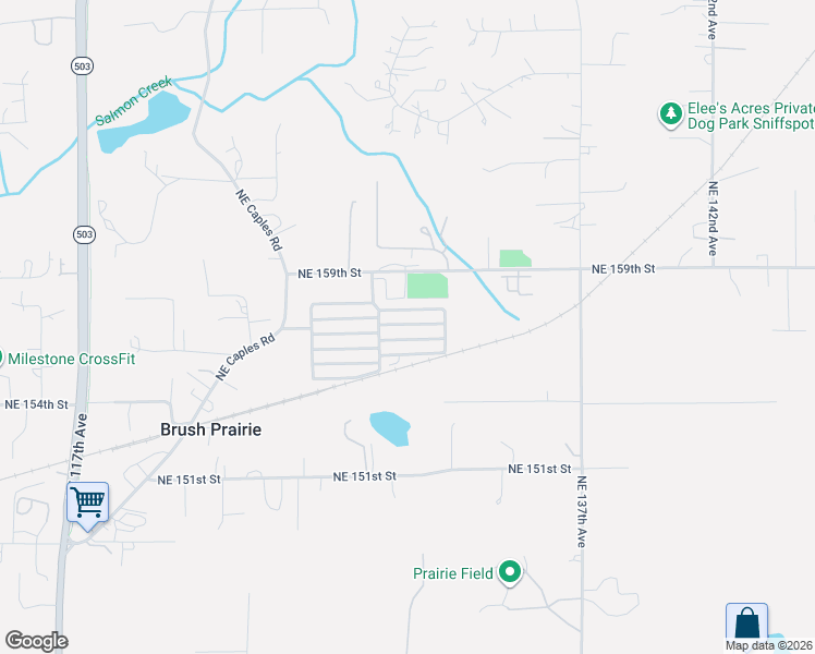 map of restaurants, bars, coffee shops, grocery stores, and more near 15619 Northeast Caples Road in Brush Prairie