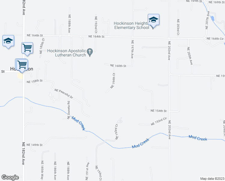map of restaurants, bars, coffee shops, grocery stores, and more near 15617 Northeast 194th Court in Brush Prairie
