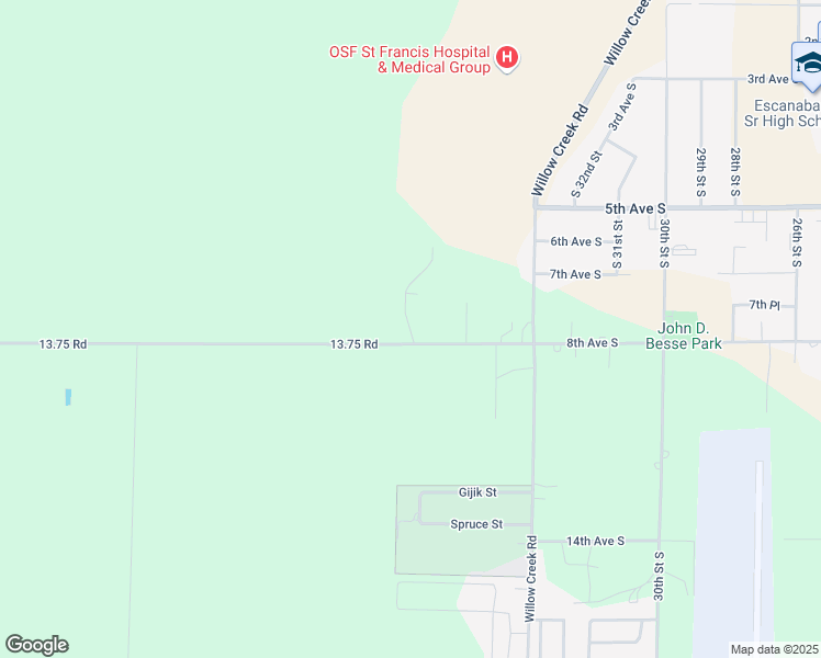 map of restaurants, bars, coffee shops, grocery stores, and more near 3610 8th Avenue South in Escanaba