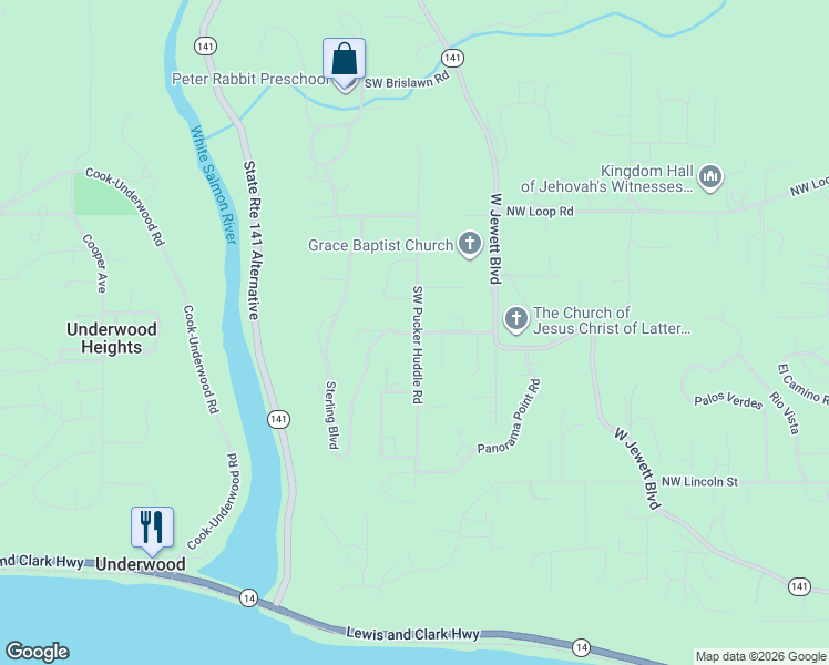 map of restaurants, bars, coffee shops, grocery stores, and more near 201 Sterling Boulevard in White Salmon