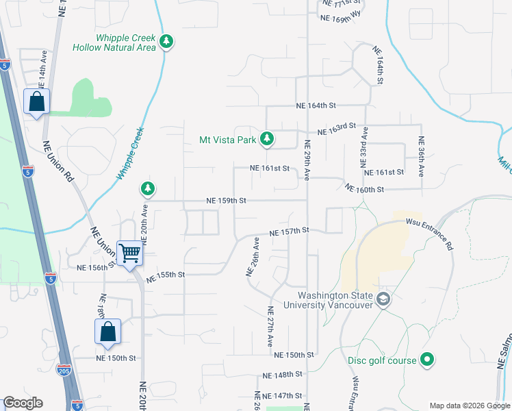 map of restaurants, bars, coffee shops, grocery stores, and more near 2605 Northeast 159th Street in Ridgefield
