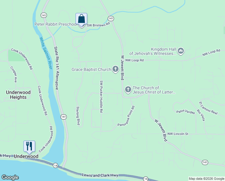 map of restaurants, bars, coffee shops, grocery stores, and more near 1105 Northeast Neal Road in White Salmon