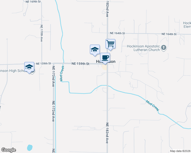 map of restaurants, bars, coffee shops, grocery stores, and more near 17911 Northeast 158th Street in Brush Prairie