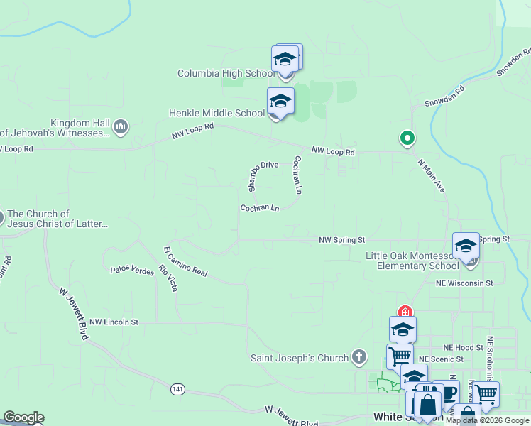 map of restaurants, bars, coffee shops, grocery stores, and more near 546 Cochran Lane in White Salmon
